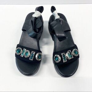 Dress Shoes Rimocy Luxury Rhinestone Wedges Heels Sandals For Women Casual Ankle
